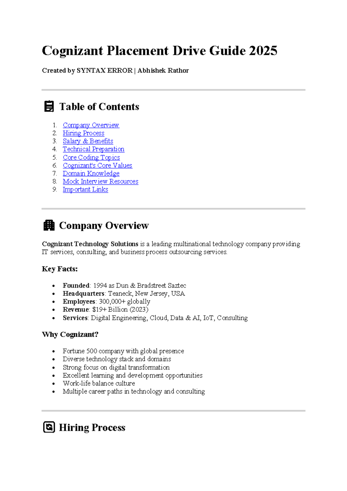 Cognizant Placement Drive Complete Guide 2025 - Studocu