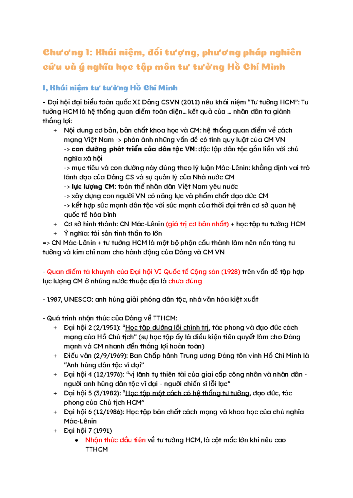 Tư tưởng Hồ Chí Minh: Đề cương lý thuyết môn Tư tưởng HCM I - Document Preview