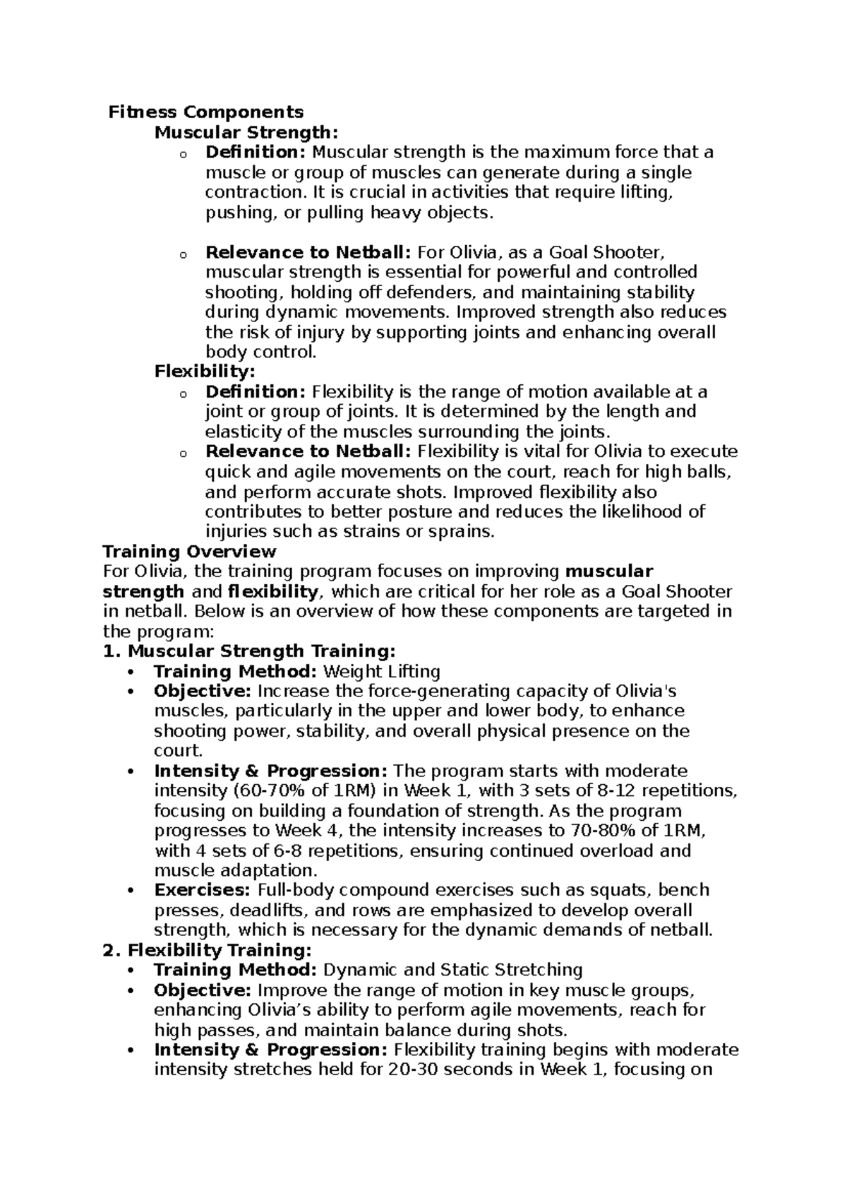 Fitness Components - Summary Nelson Physical Education VCE Units 3&4 ...