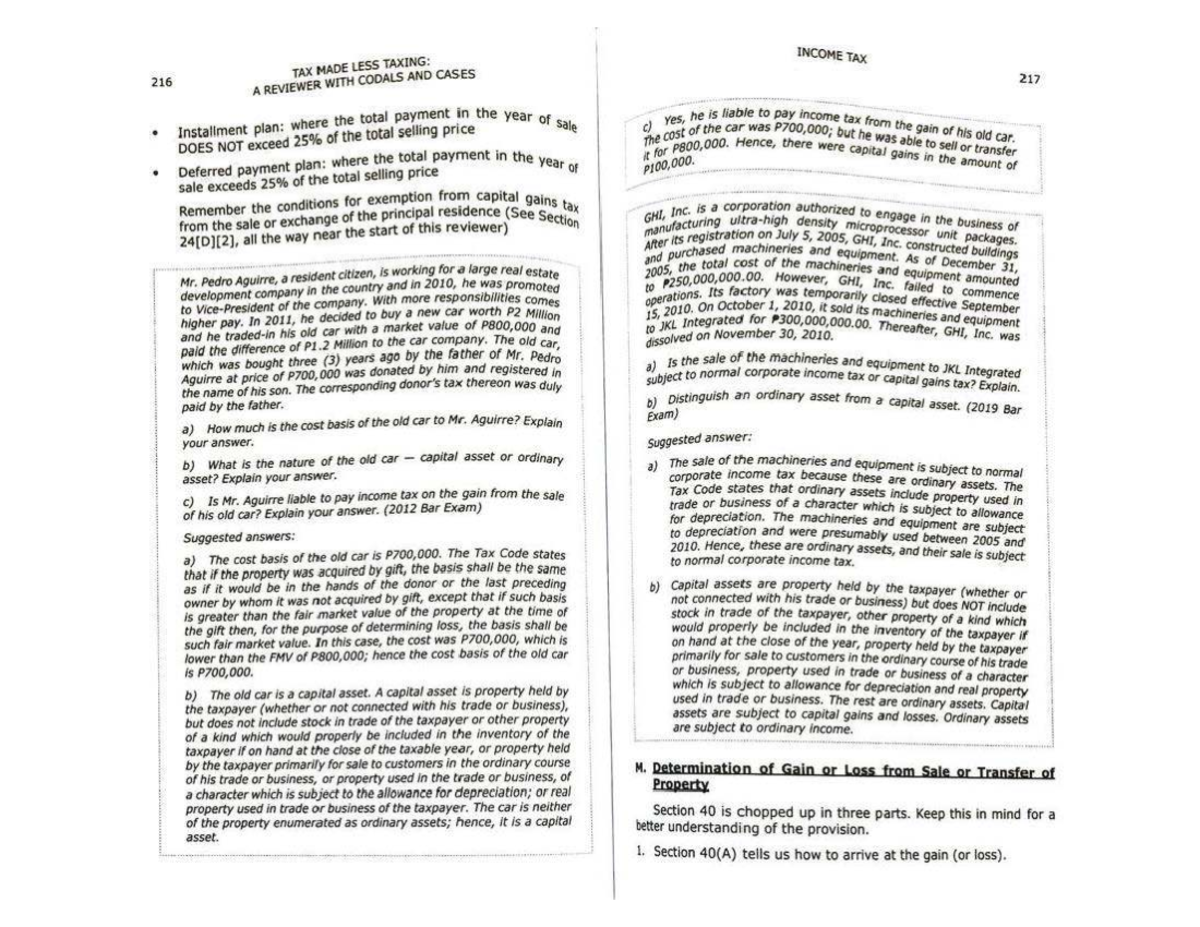 216 TAX MADE LESS TAXING: A REVIEWER WITH CODALS AND CASES - Studocu