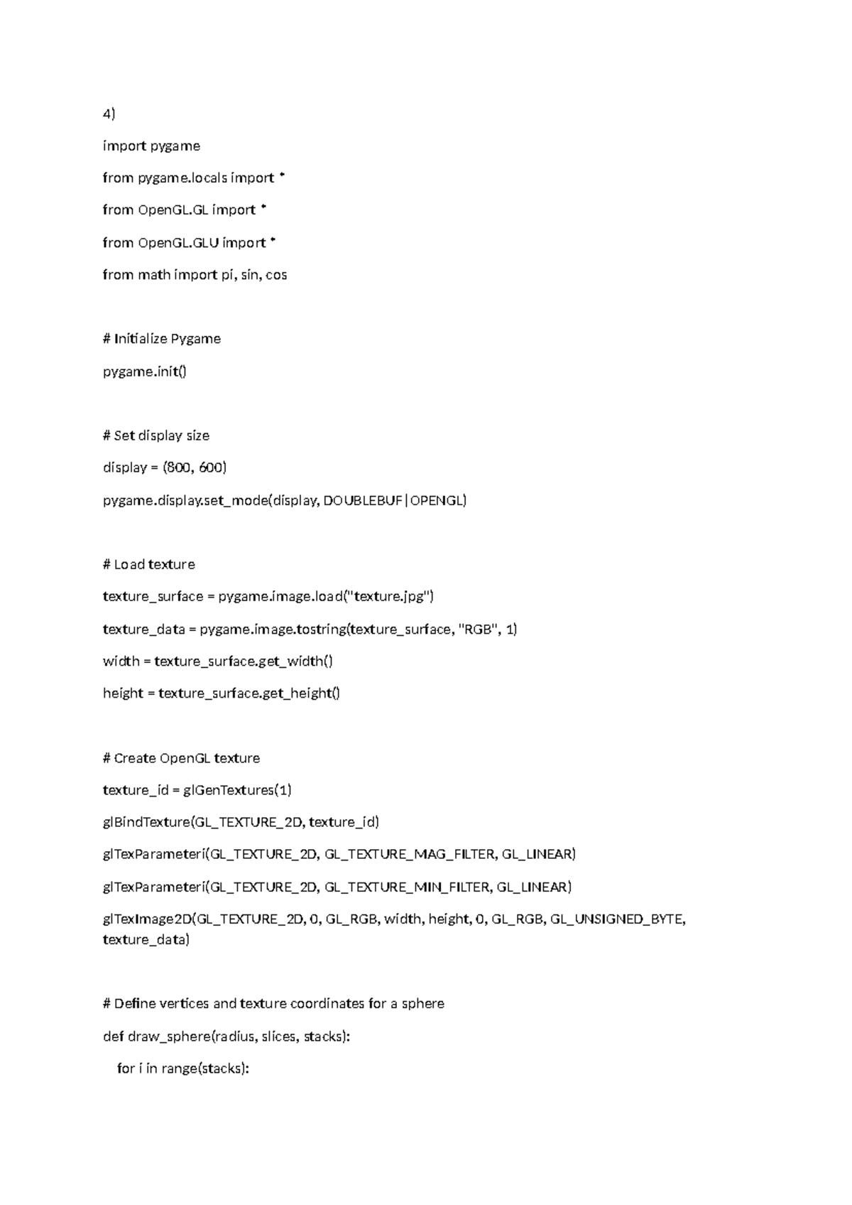 Arvr - notes - 4) import pygame from pygame import * from OpenGL import ...