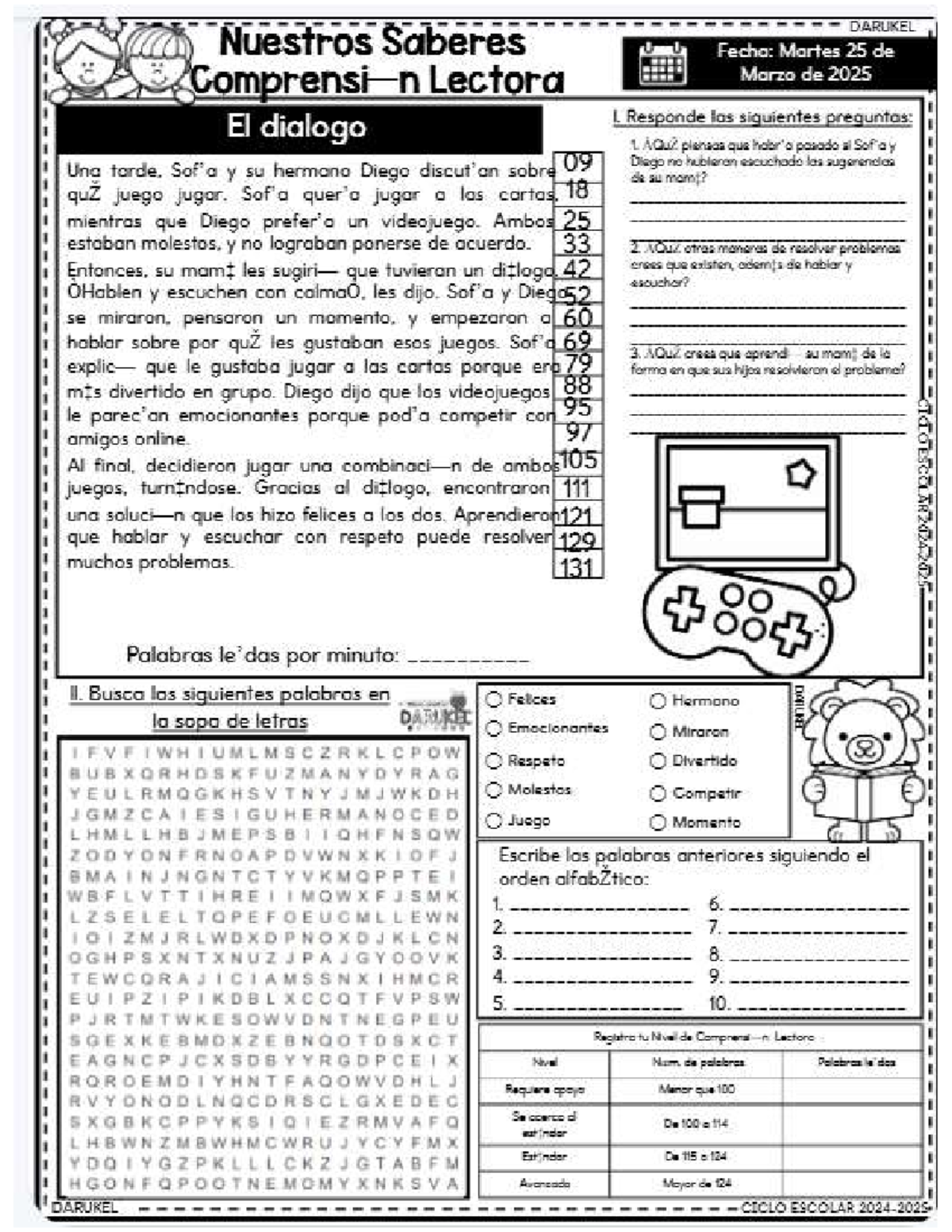 DARUKEL Comprensión Lectora - Actividades y Ejercicios 2025 - Studocu