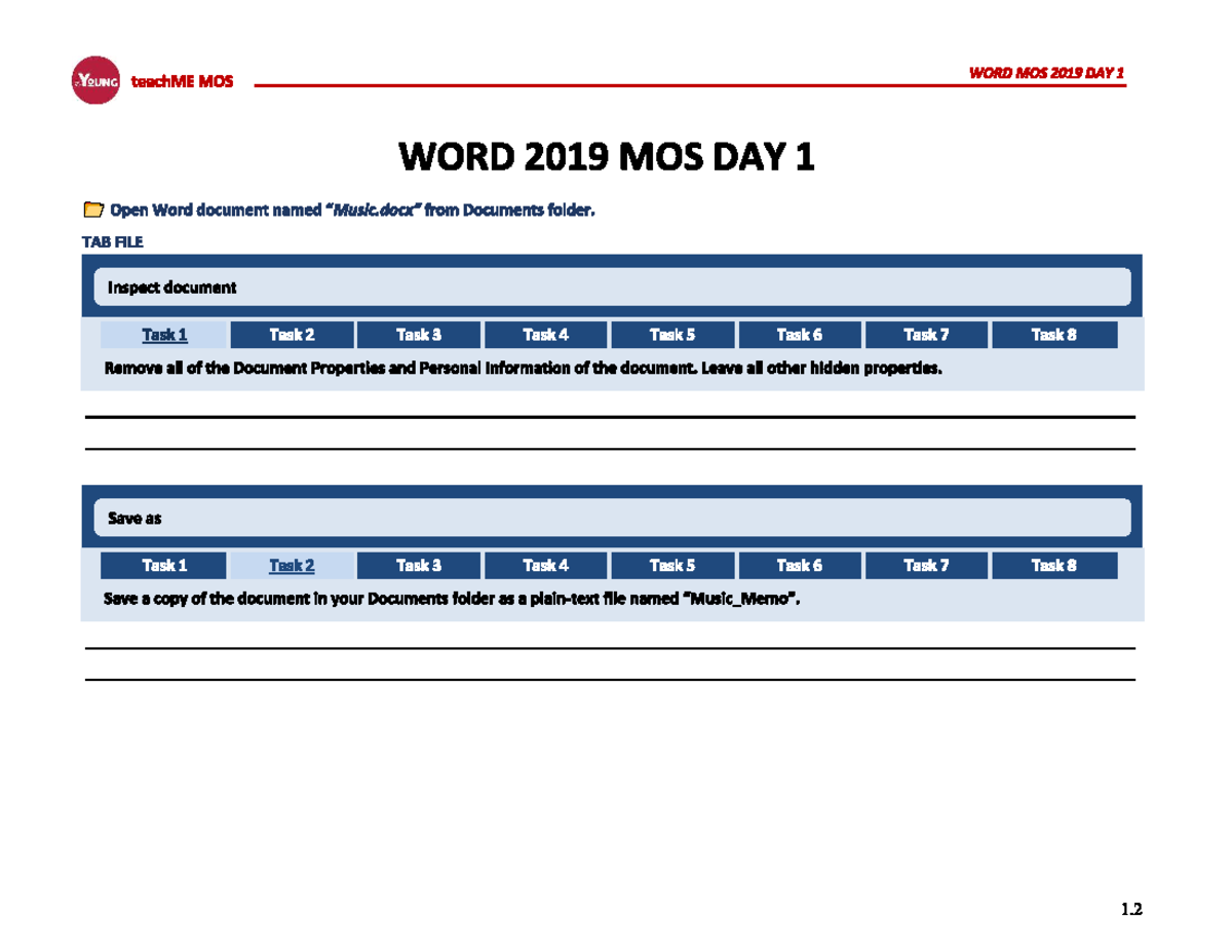 YOUNG MOS 2019 Day 1: Word Document Formatting Tasks - Studocu