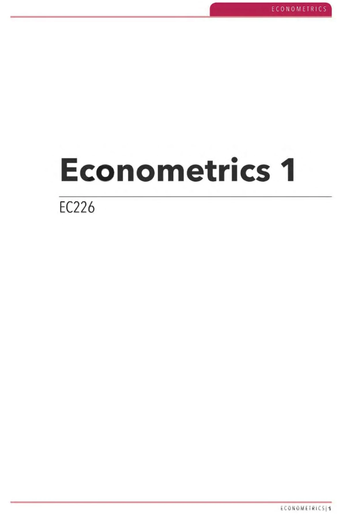 EC226 Econometrics 1: Comprehensive Formula Summary Sheet - Studocu