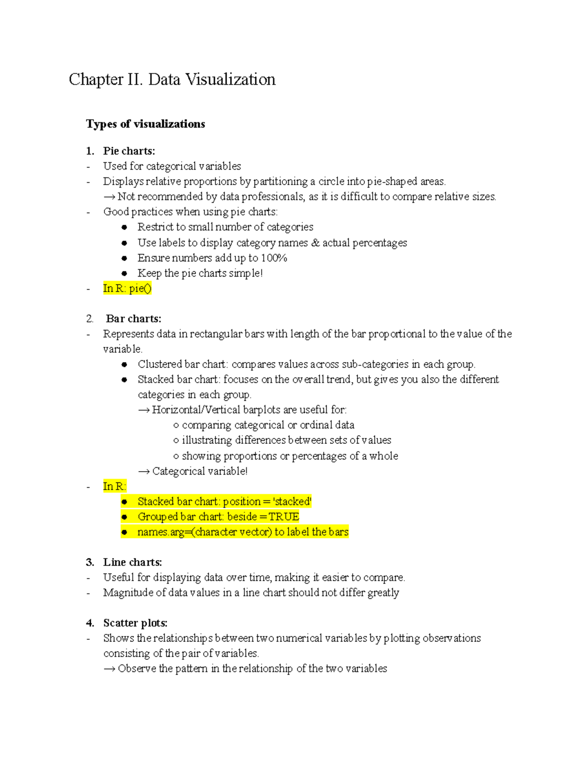 BT1101 Chapter 2 - Data Visualization Techniques Summary - Studocu