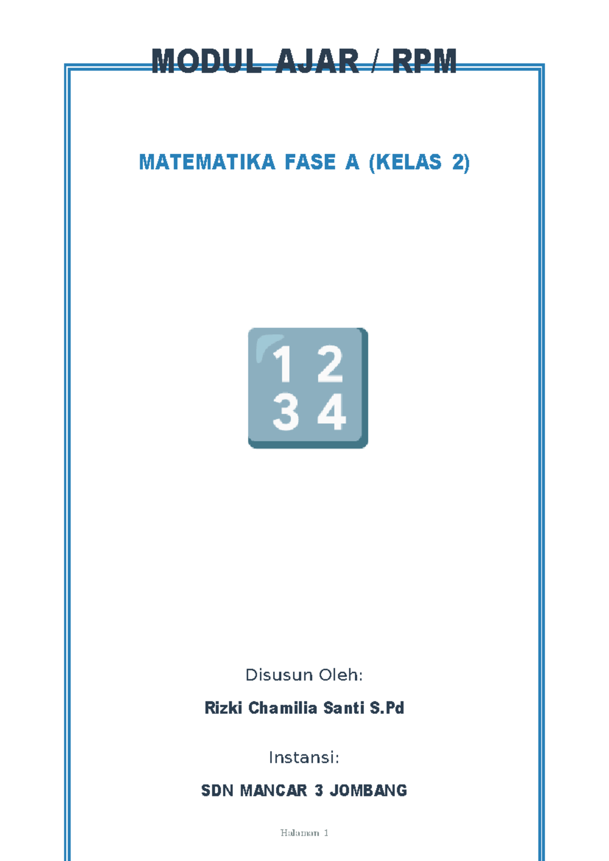 Modul Ajar RPM Matematika Fase A Kelas 2 - Rizki Chamilia - Studocu