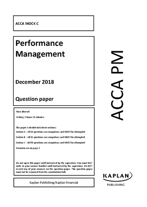 F3 - Mock A - Answers - Questions - Mock A ANSWERS ACCA F3 (FA/FFA ...