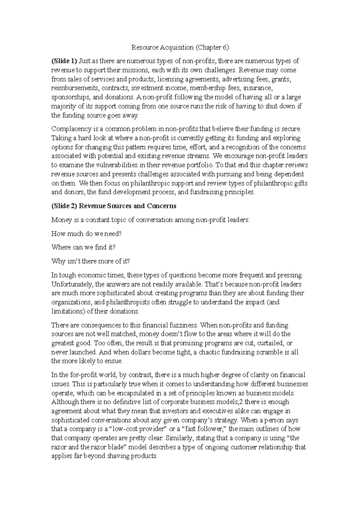 Resource Acquisition - Challenges and Insights (Chapter 6) - Studocu