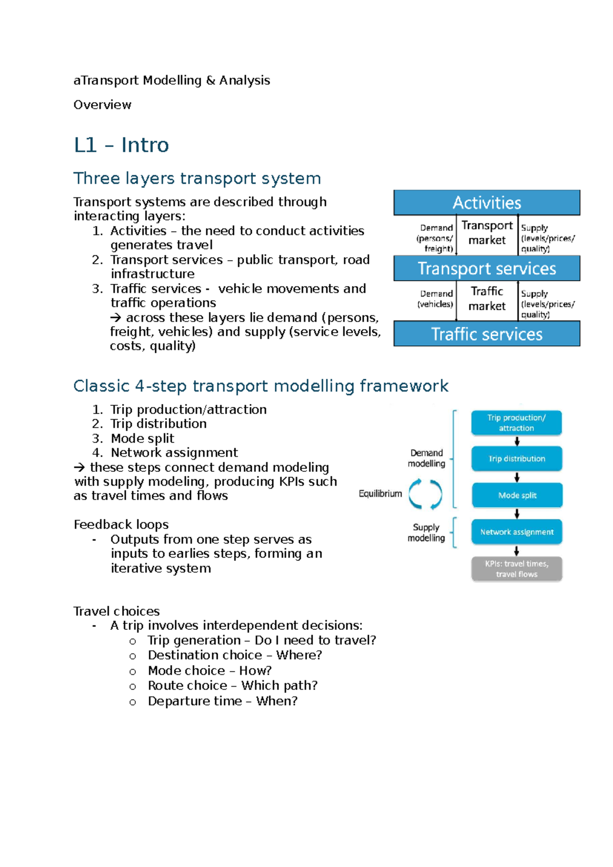 Transport Modelling Analysis Overview L1: Three Layers of Transport ...