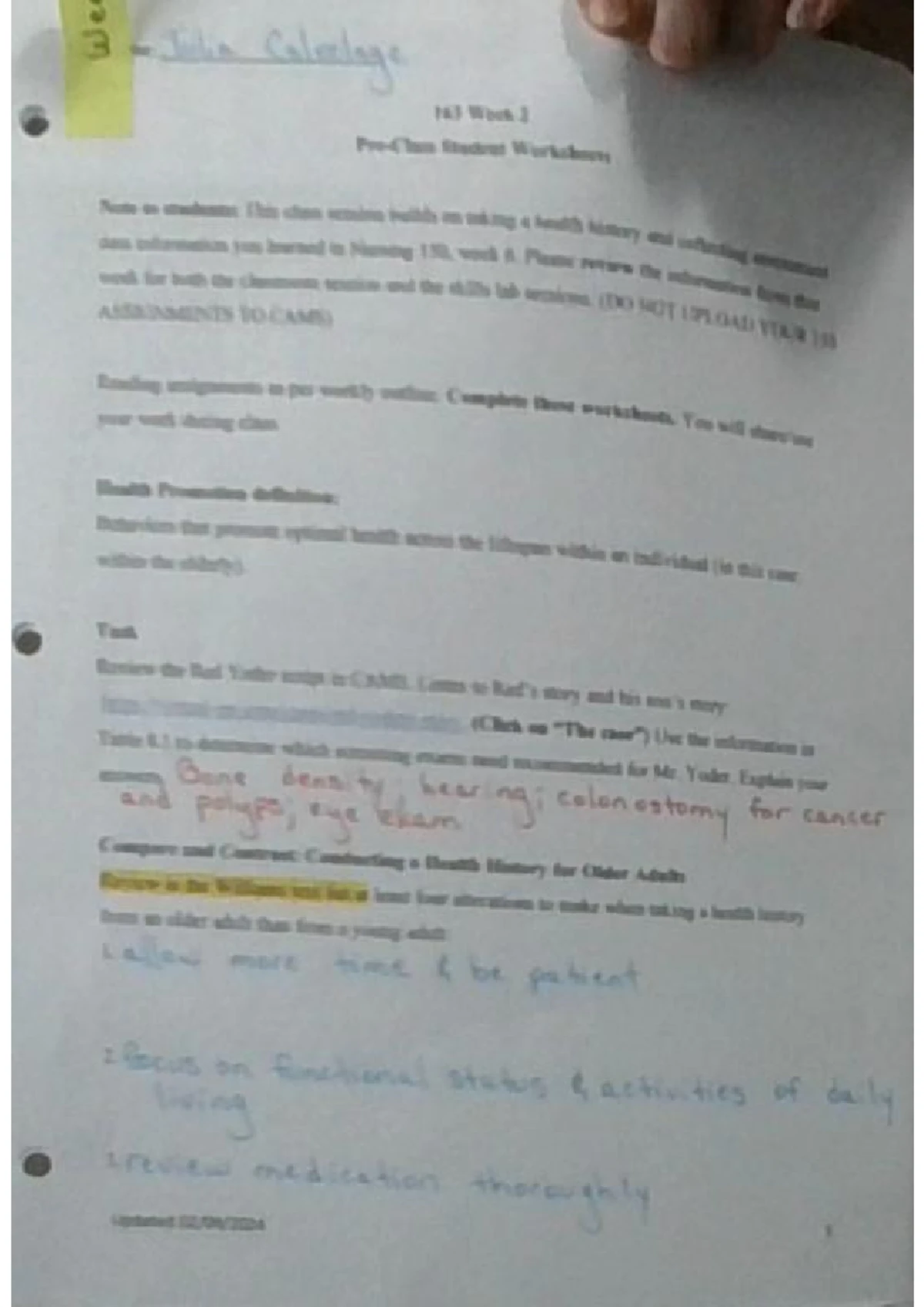 NUR 163 PCA Week 4 - Pre-Class Assignment Notes - Studocu