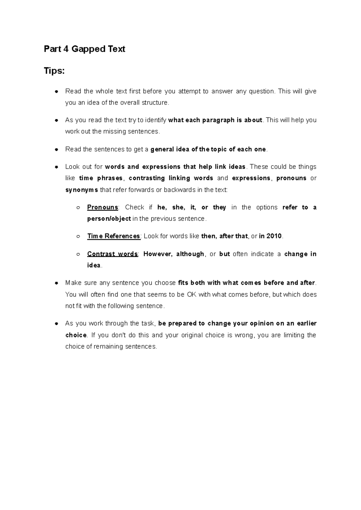 Part 4 Gapped Text Tips: Strategies for Eco-Friendly Driving - Studocu