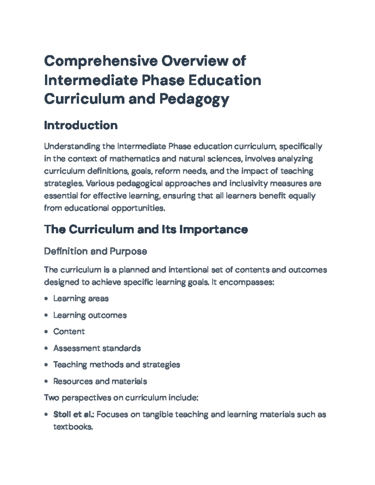 Understanding the Intermediate Phase Mathematics & Science Curriculum ...