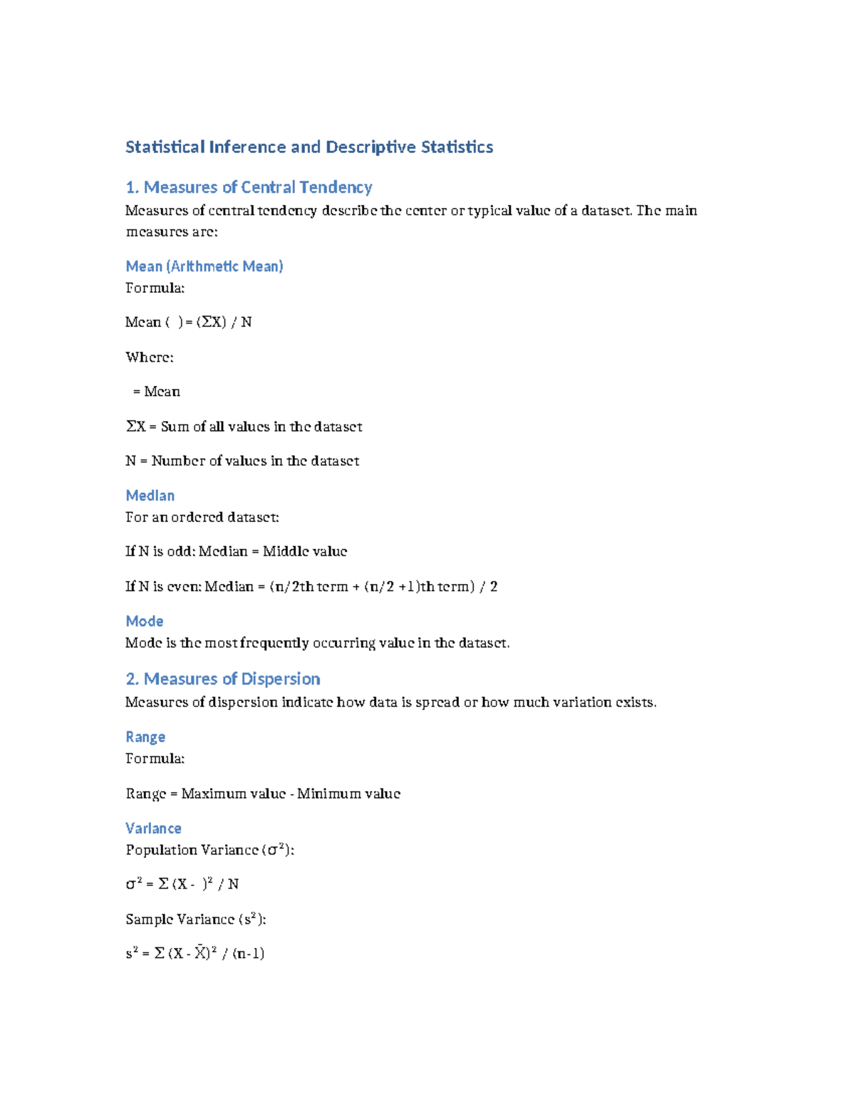 Statistical Formulas - its formula cheatsheet - Statistical Inference ...