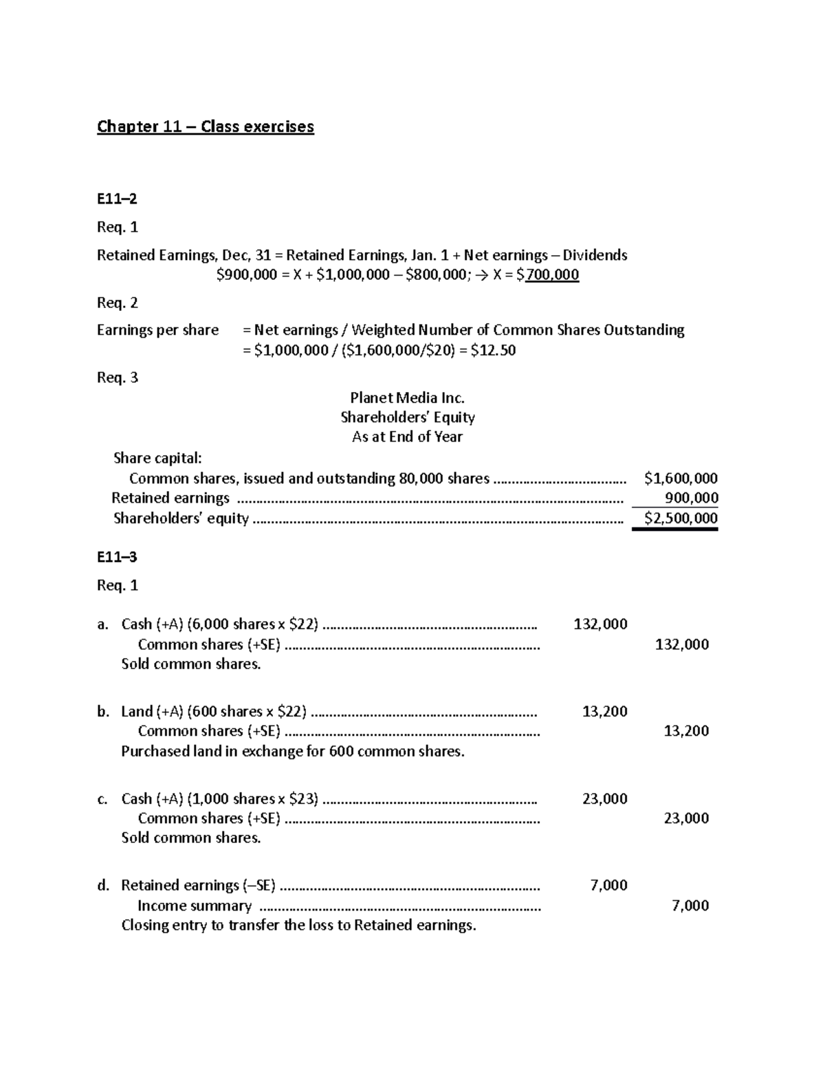 Chapter 11-class exercises - Chapter 11 – Class exercises E11– Req. 1 ...