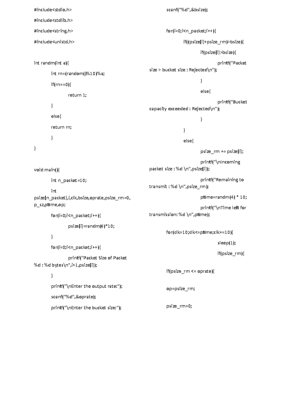 View of Leaky Bucket Simulation in C: Handling Packet Transmission Limits - Studocu