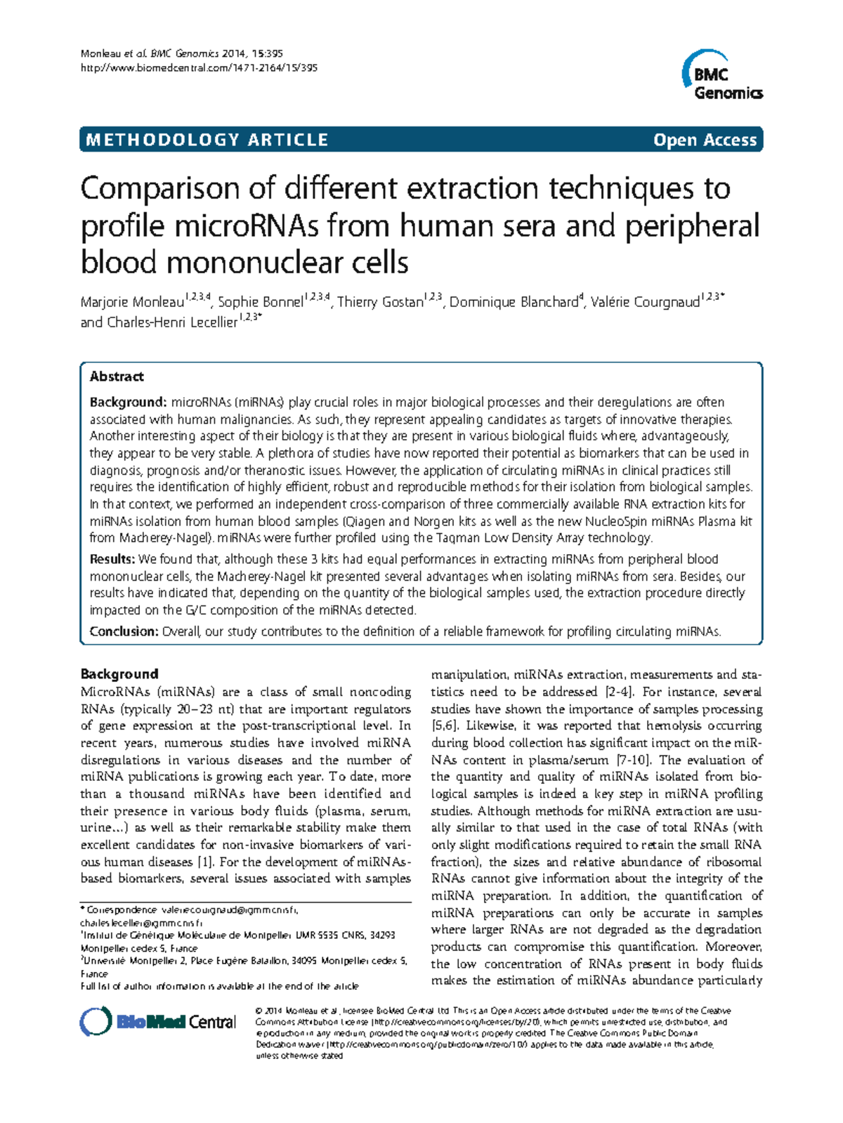 Comparison of RNA Extraction Techniques for miRNA Profiling (BMC ...