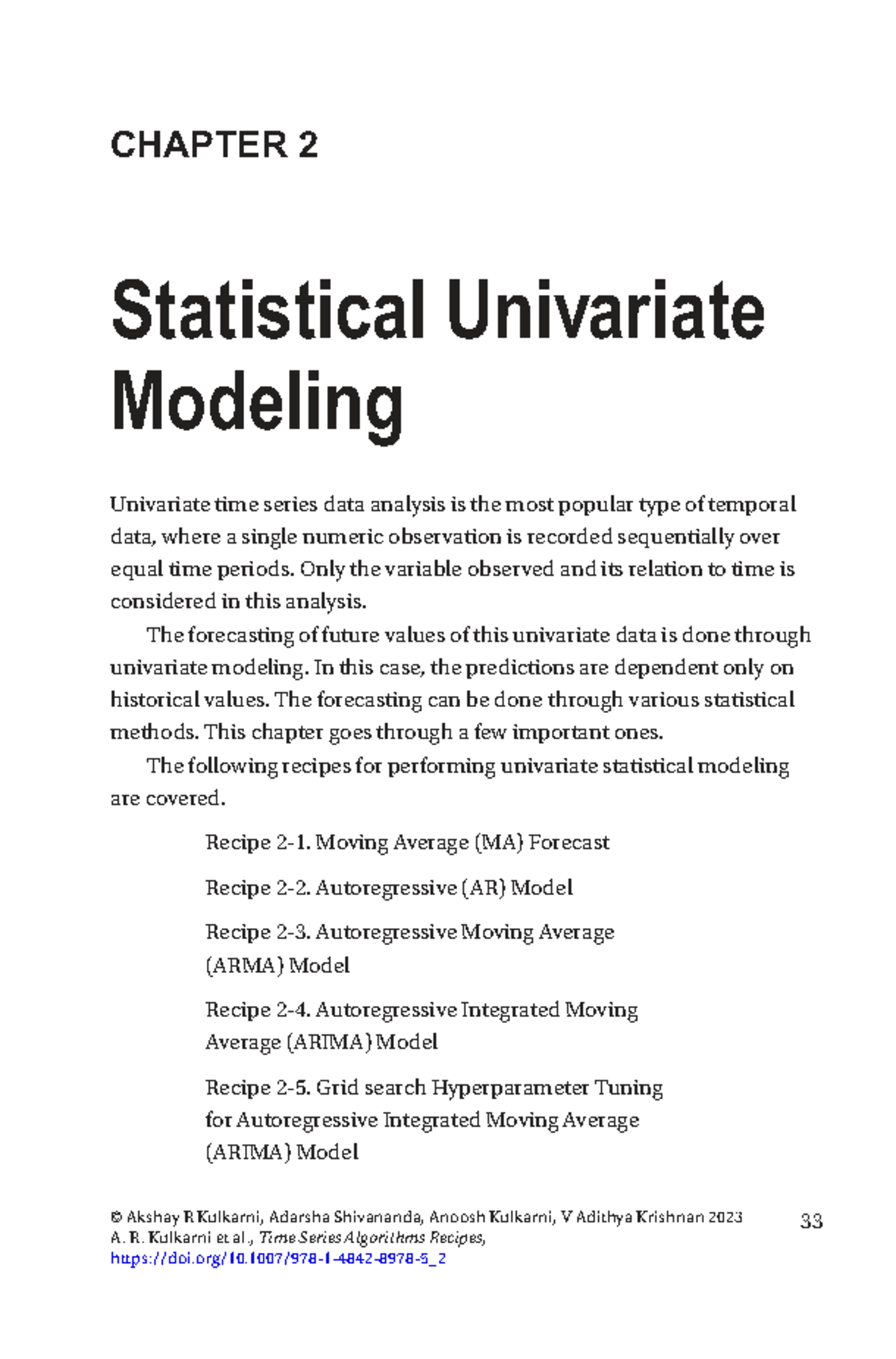 CHAPTER 2 Statistical Univariate Modeling Techniques (Course Code: TSA ...