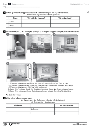 Test 1 standard gr b 2 - Sprawdzian z niemieckiego. - © Copyright by