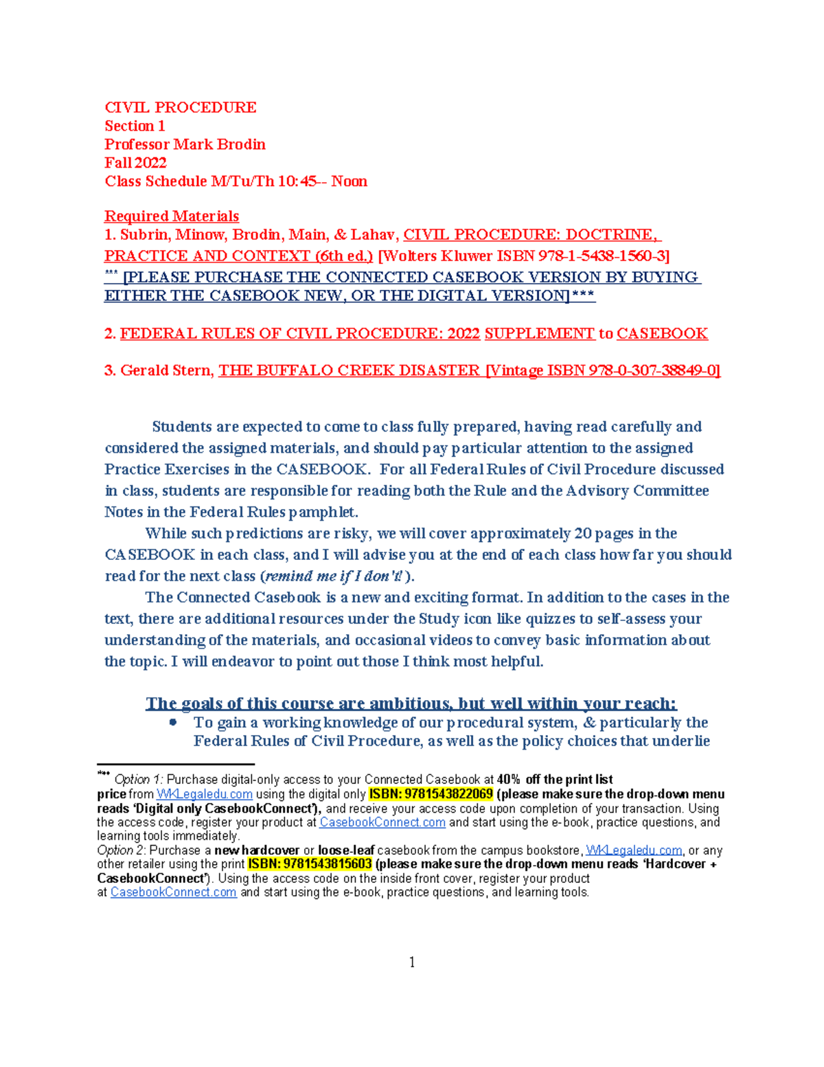 Civil Procedure Syllabus - Fall 2022 (CIV PRO) - Studocu