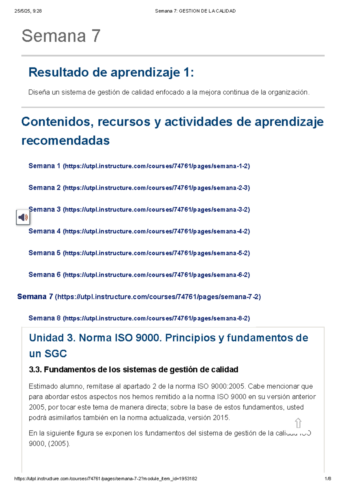 Semana 7: Gestión de la Calidad - Aprendizaje y Evaluación ISO 9001 ...