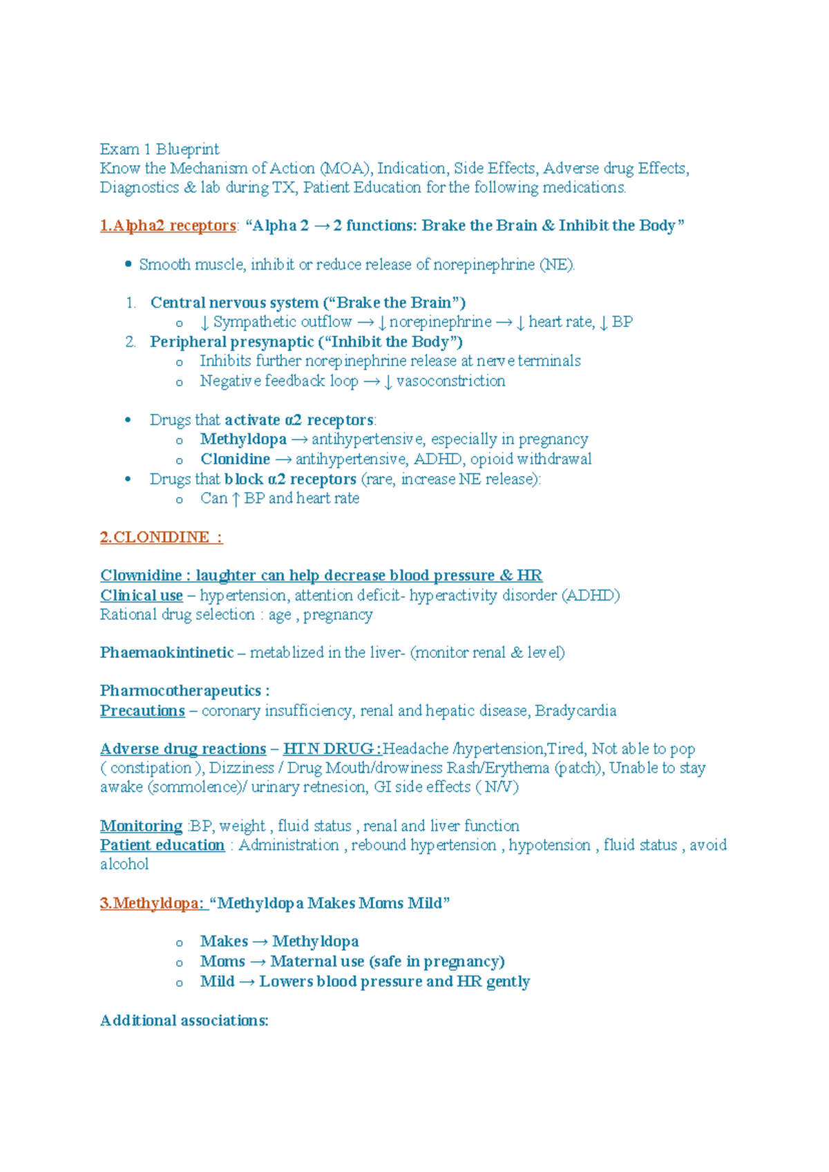 Exam 1 Blueprint: Mechanisms, Indications, and Patient Education in ...