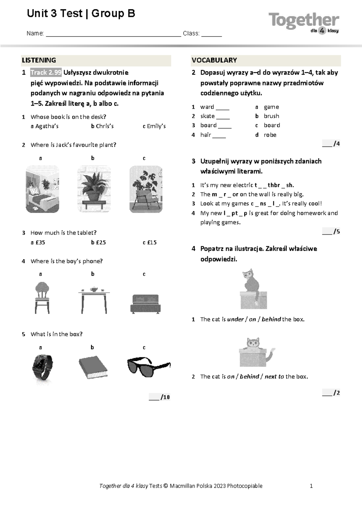 Unit 3 Test | Group B - Listening, Grammar, Speaking, Reading - Studocu