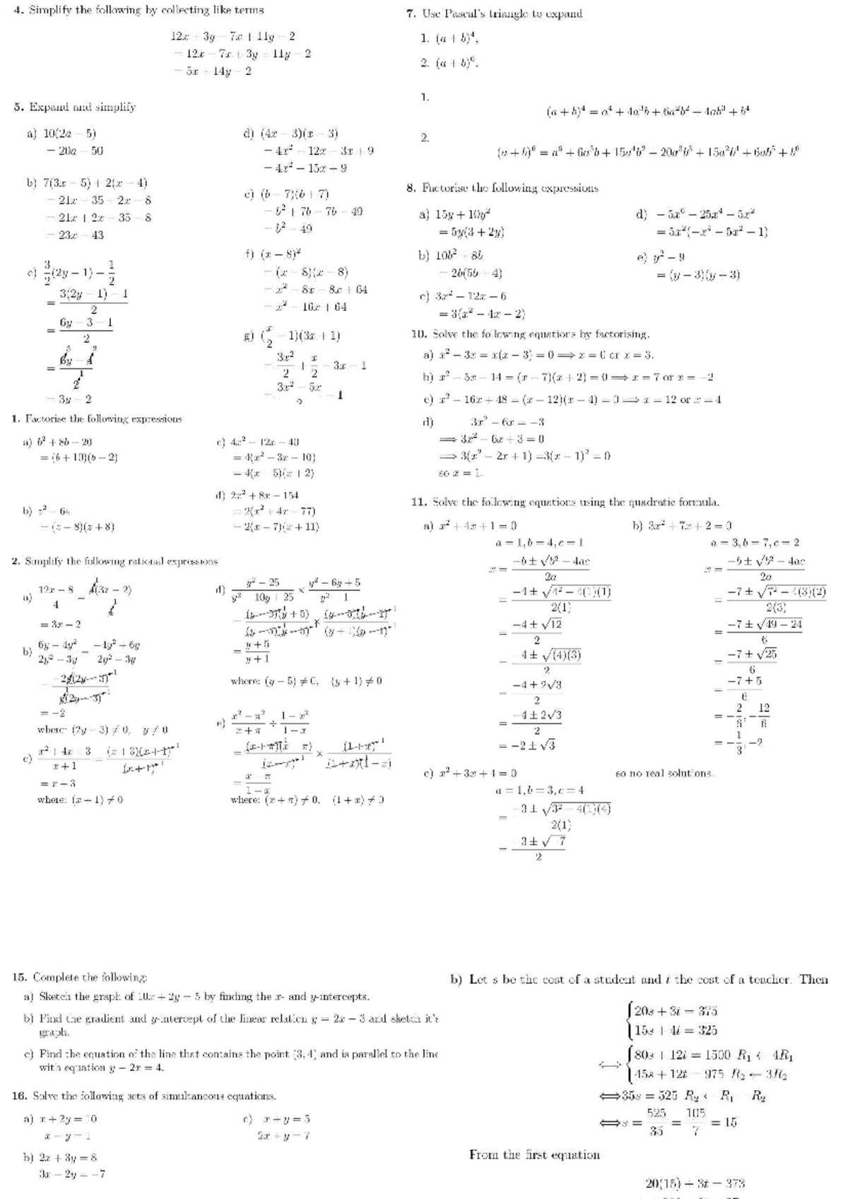 Math1721: Notes on Simplifying, Expanding, and Solving Equations - Studocu
