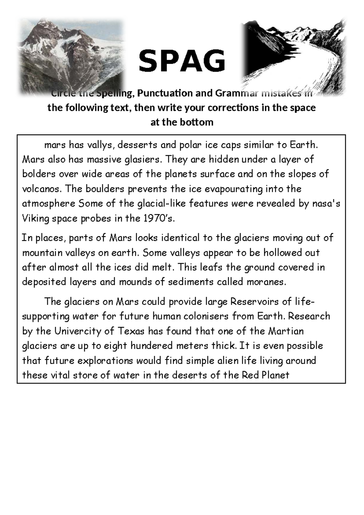 SPAG Task: Correcting Spelling, Punctuation, and Grammar Errors - Studocu
