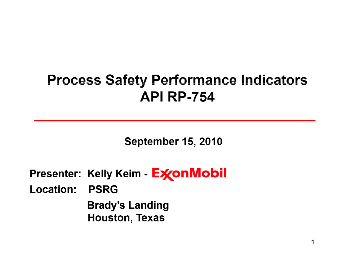 API RP-754 Guidelines Update - September 15 Edition - Studocu