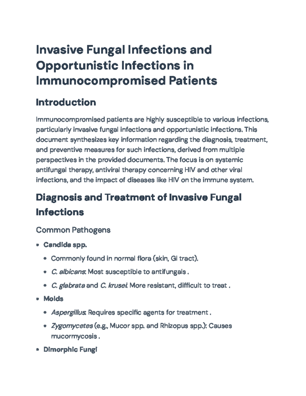 Invasive Fungal and Opportunistic Infections in Immunocompromised ...