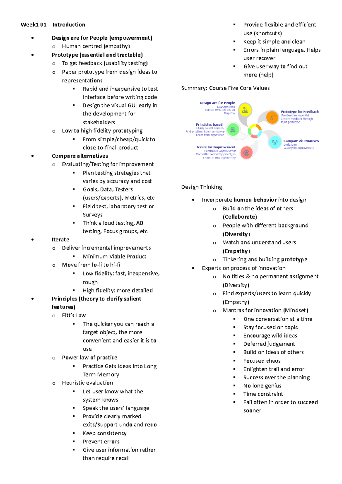 INTD 101 - Week 1 Design Thinking Notes: Empathy and Prototyping - Studocu
