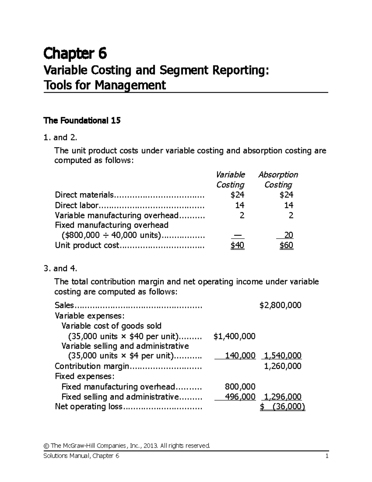 Day 11: Insights on Variable Costing and Segment Reporting (Chapter 6 ...