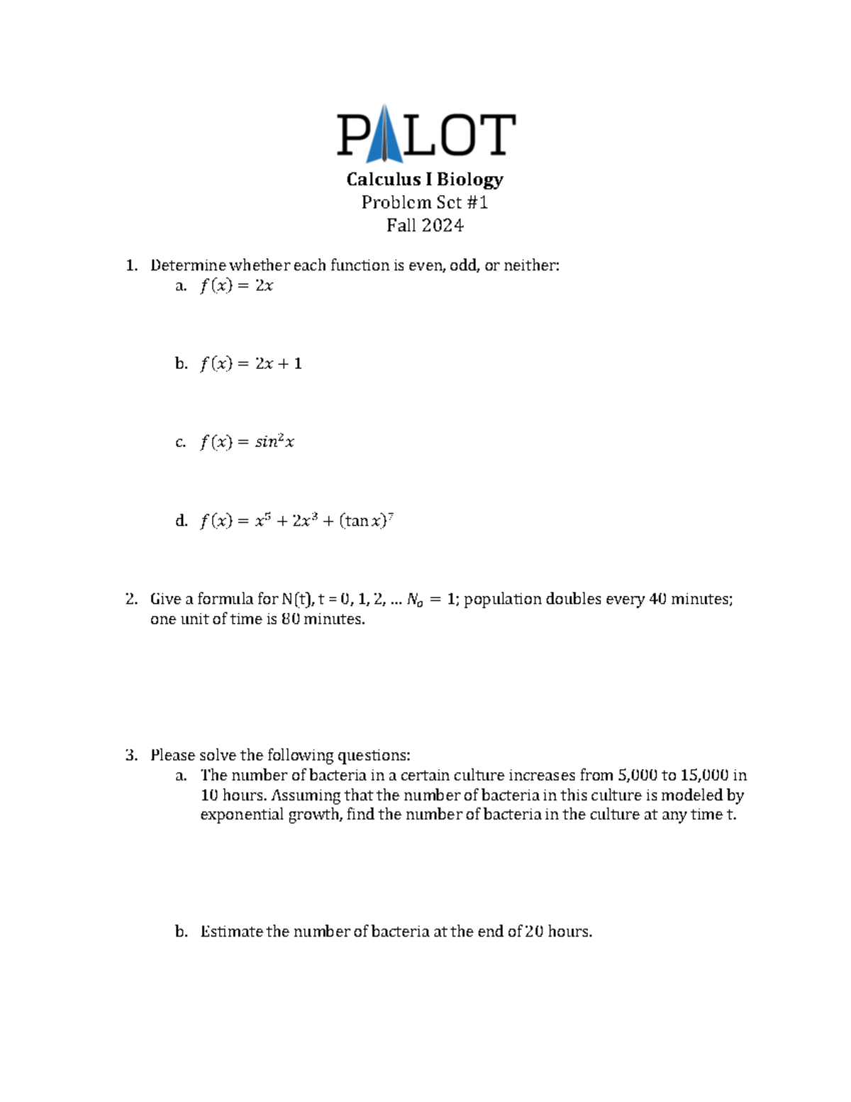 FA24 Calc I Problem Set 1 - Even/Odd Functions & Exponential Growth ...