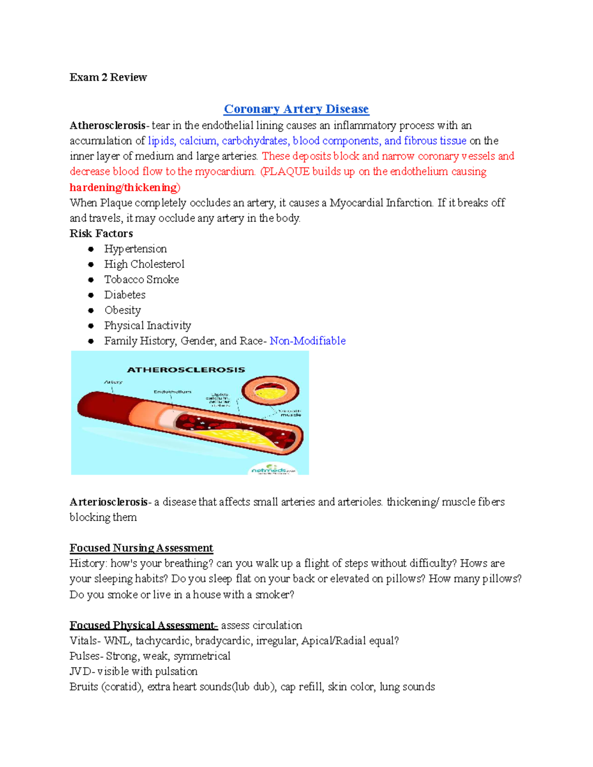 Exam 2 review: coronary artery disease and myocardial infarction ...