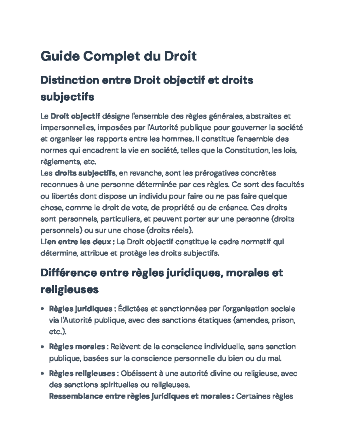 Guide Complet sur les Fondamentaux du Droit et Sources Juridiques - Studocu