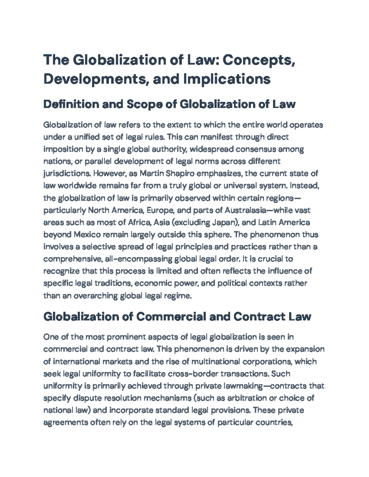 The Globalization of Law: Trends, Developments, and Legal Implications ...
