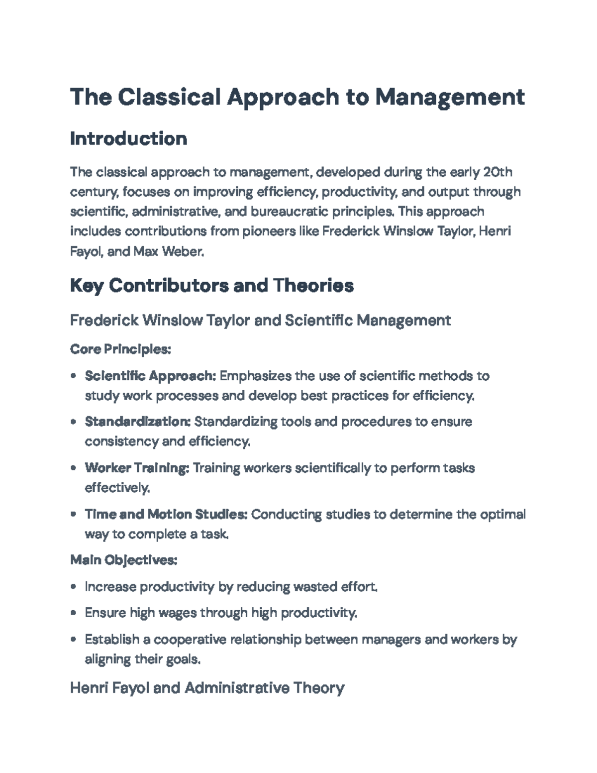 Classical Management Theories: Insights from Taylor, Fayol, and Weber ...