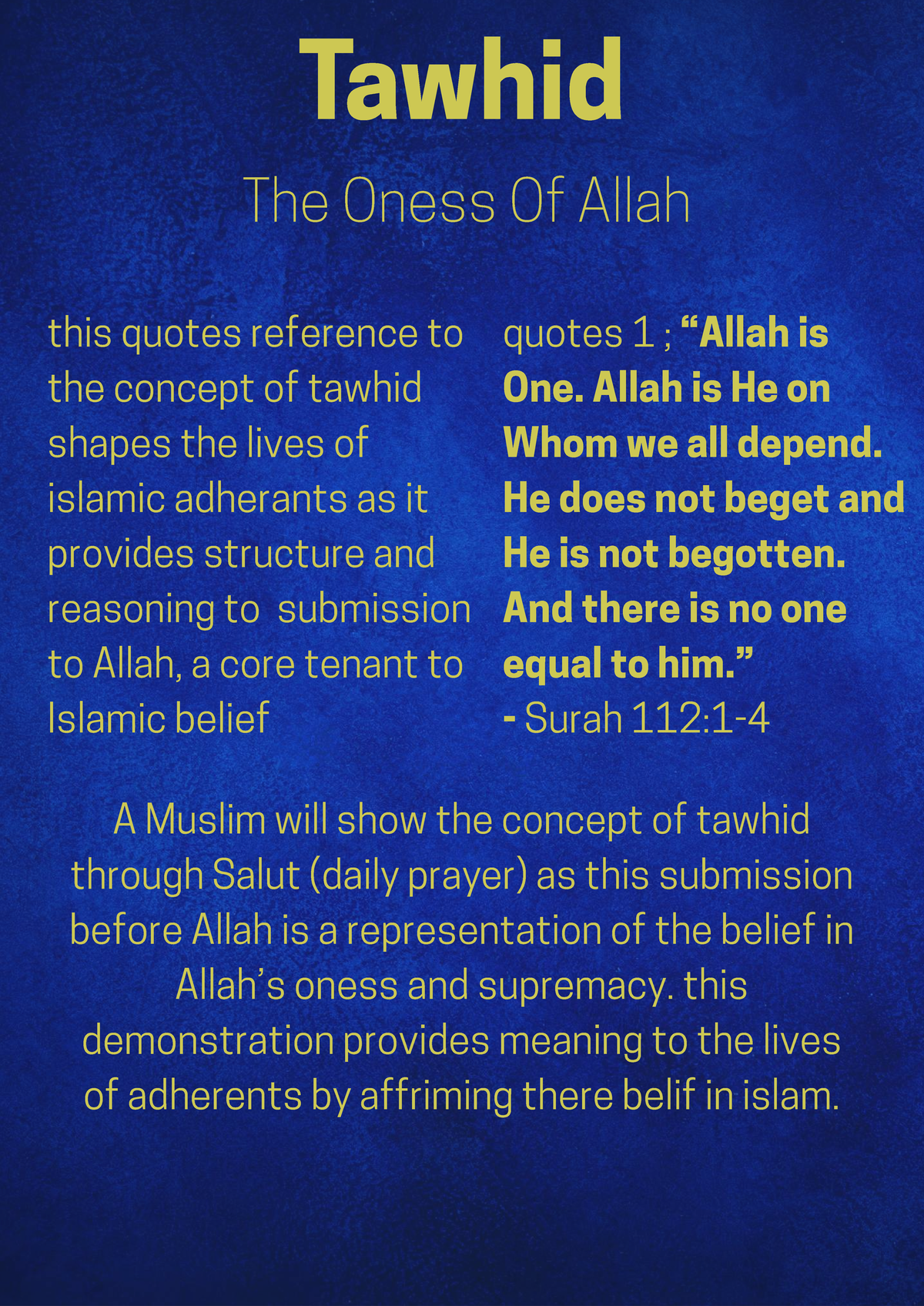Tawhid: The Oneness of Allah - Key Concepts and Quotes - Studocu