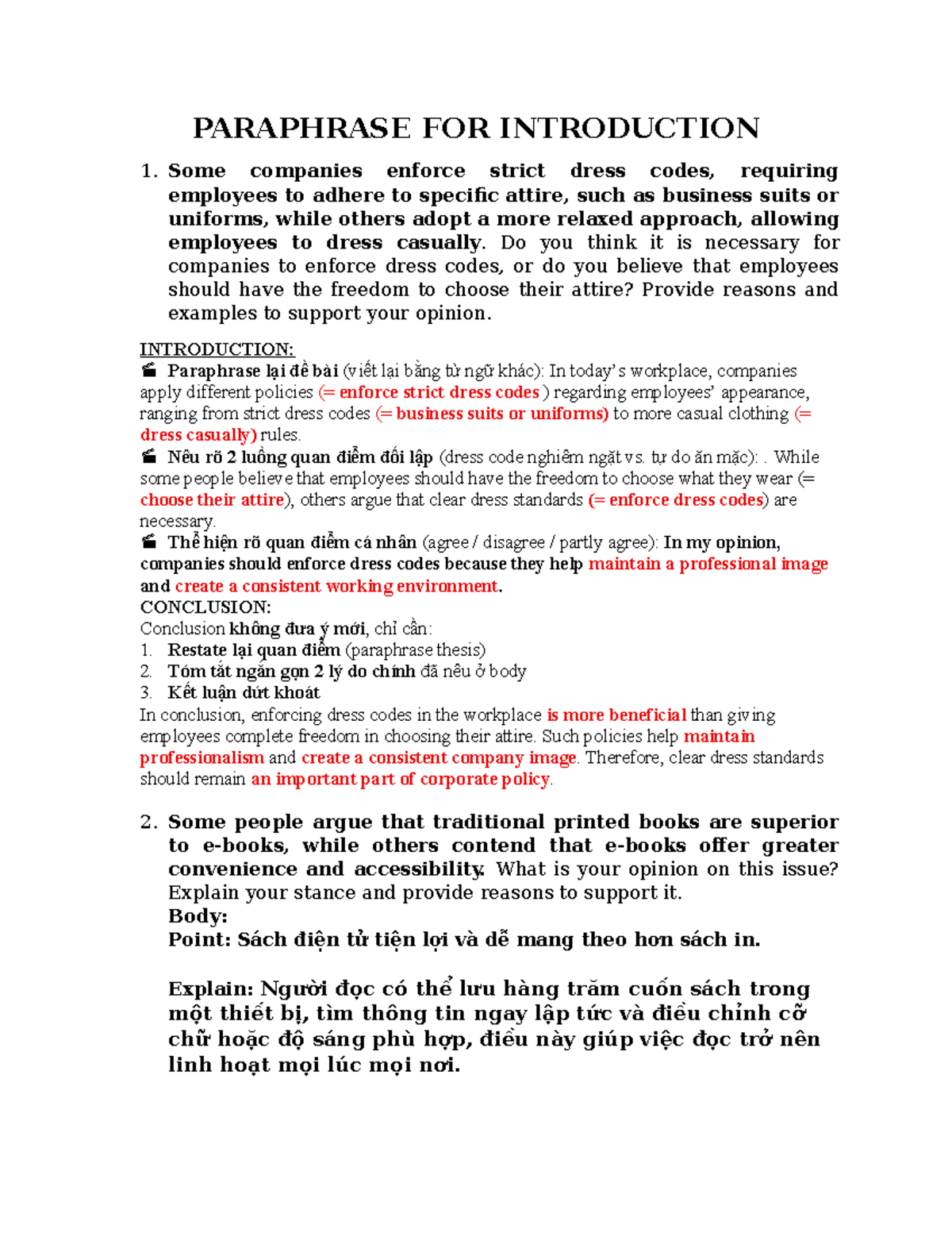 PARAPHRASE FOR INTRODUCTION AND CONCLUSION - ESSAY NOTES - Studocu