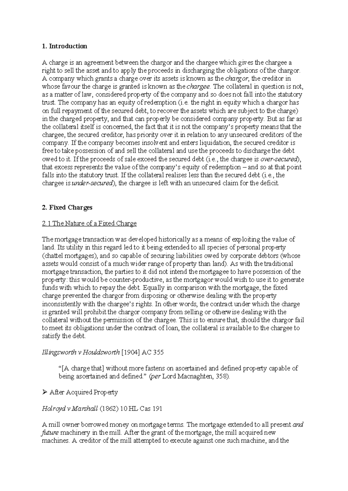 Retention of Title and Charges: Understanding Fixed & Floating Charges ...