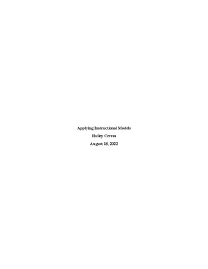 D185 Task 2 - Applying Instructional Models - Applying Instructional ...