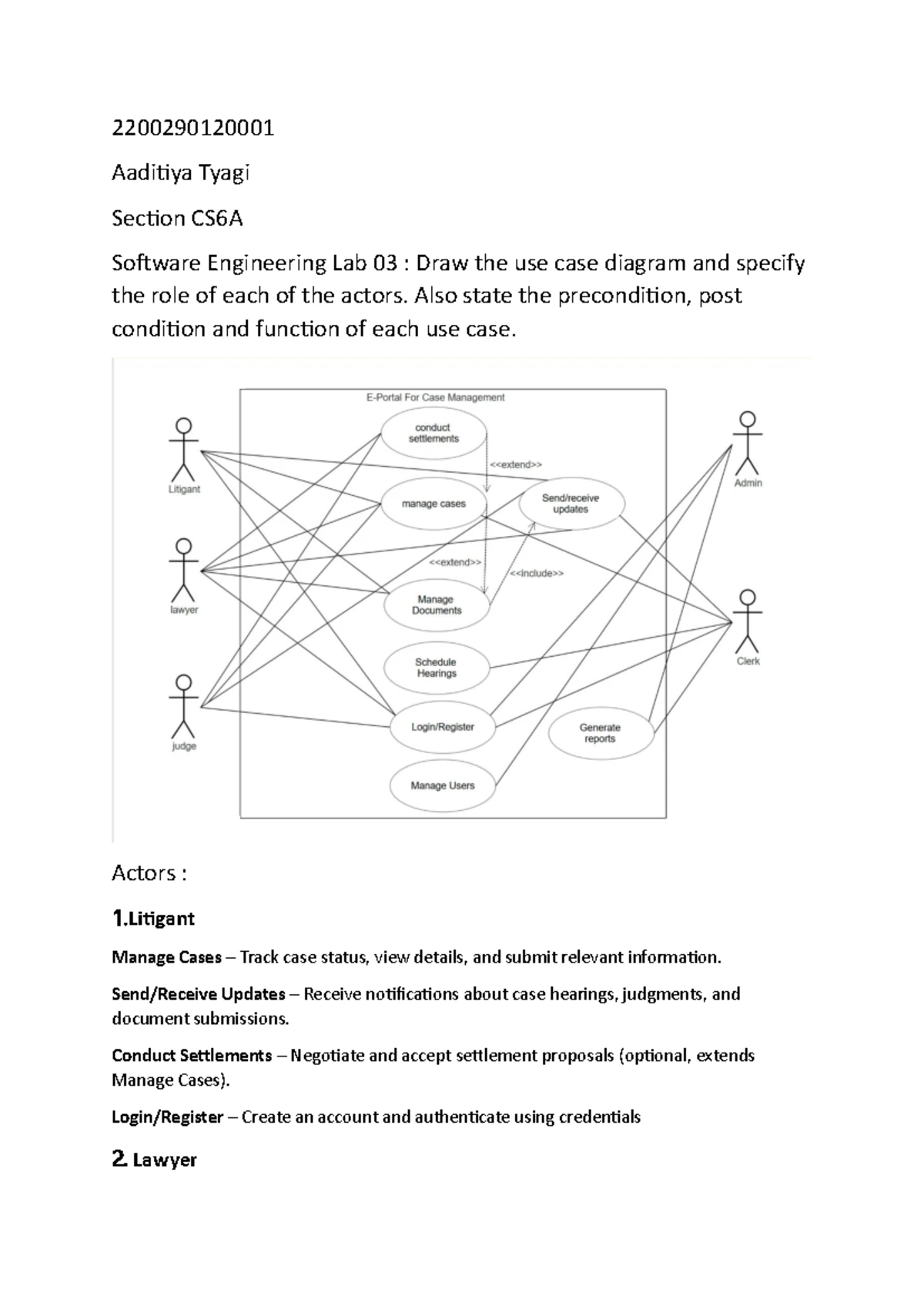 CS6A Software Engineering Lab 05: Class Diagram for Case Management ...