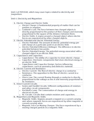 Electromagnetic Induction - Study Notes & Assignments - Studocu
