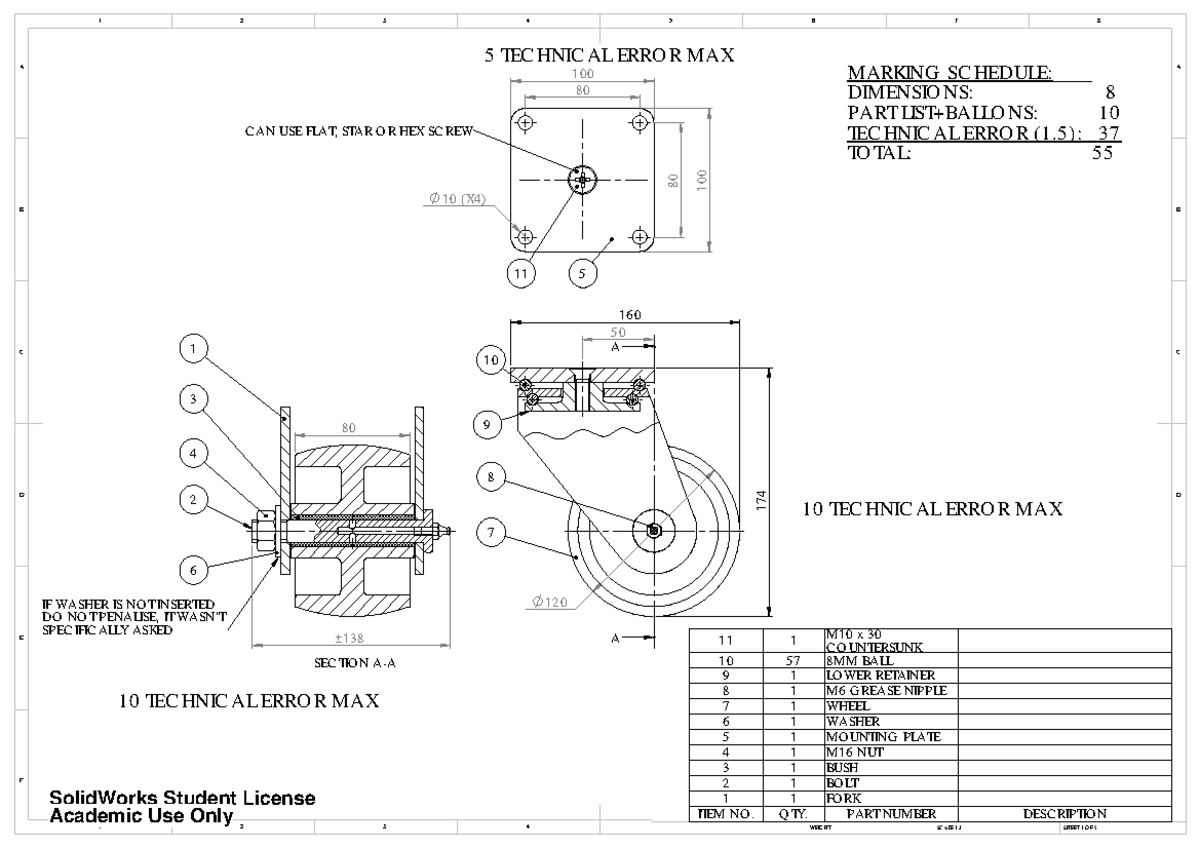 EXAM 2013 - MEMO Drawing - 174 160 SECTION A-A MARKING SCHEDULE ...