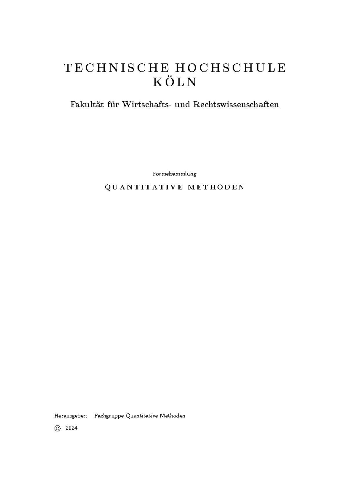 Formelsammlung QM - TH - Herausgeber: Fachgruppe Quantitative Methoden ...