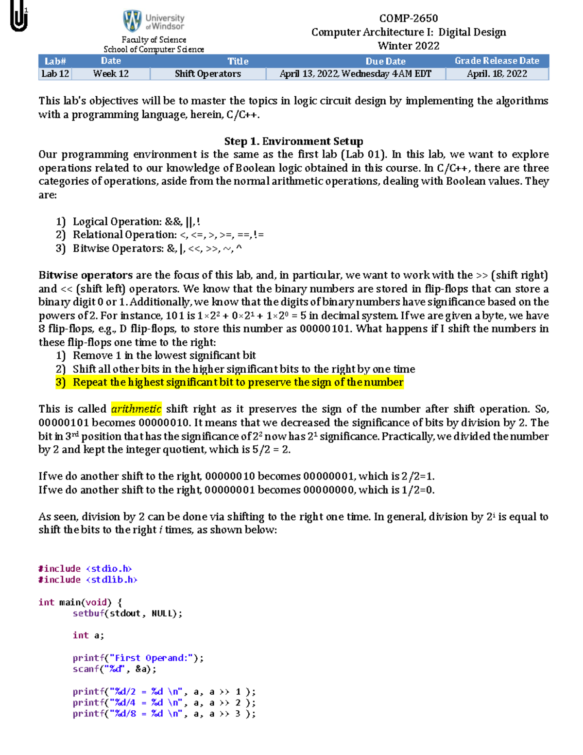 Lab12 Manual - lab - 1 Faculty of Science School of Computer Science ...