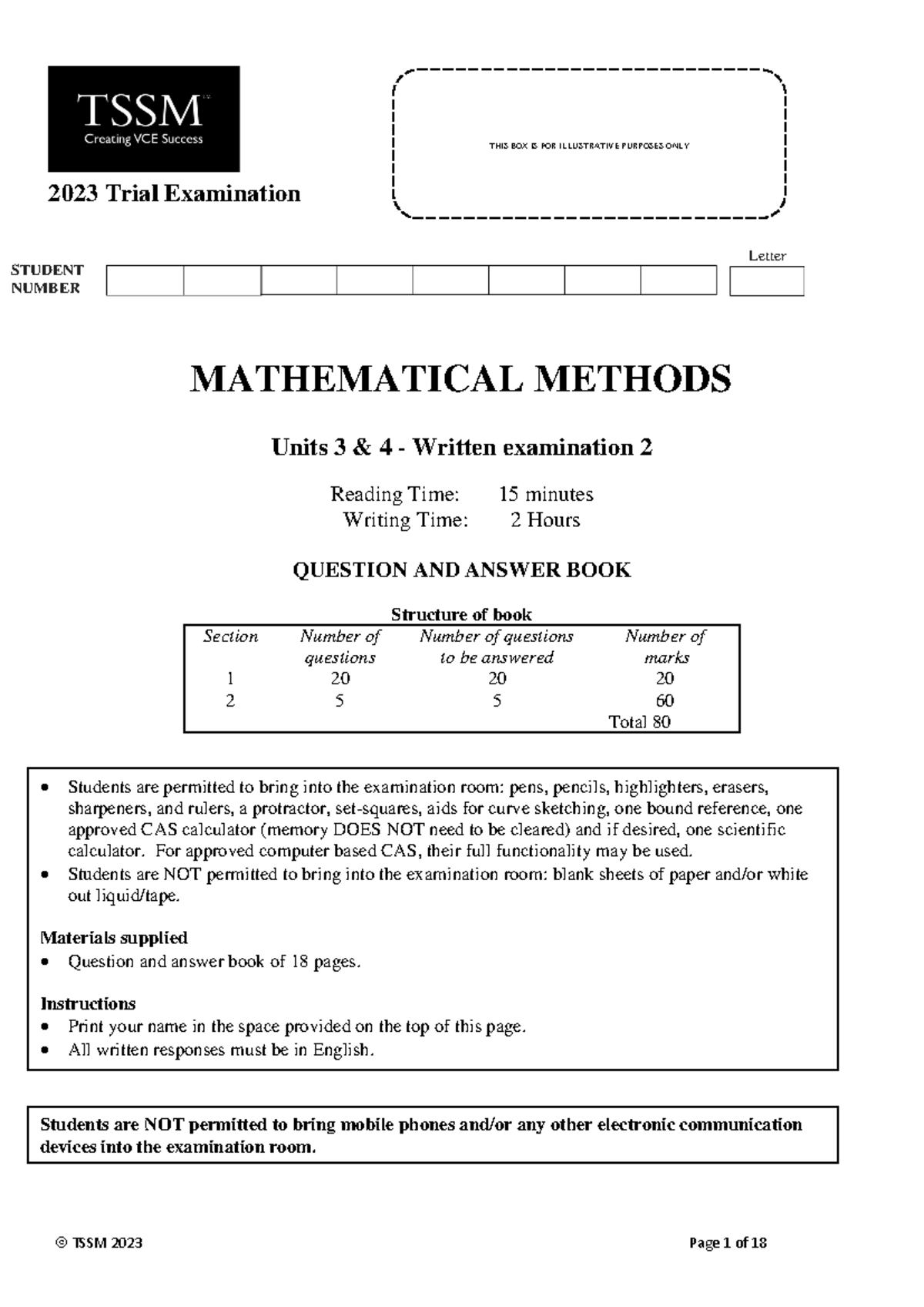 2023 MATHEMATICAL METHODS Exam 2 - Practice Exam Guide - Studocu