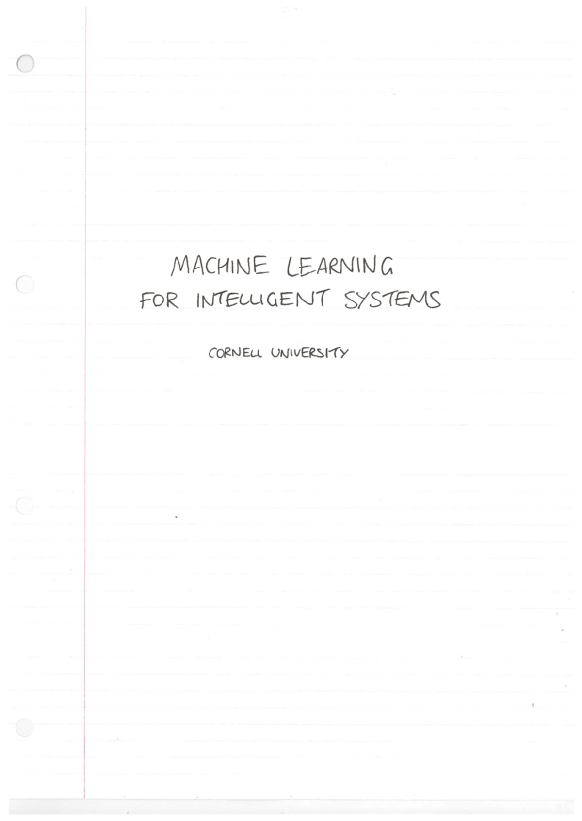 Machine Learning Lecture Notes (CS 101) - Studocu