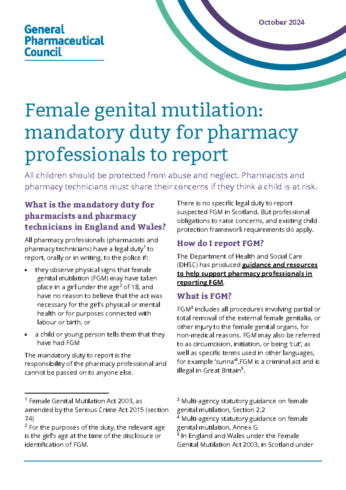 Female Genital Mutilation Mandatory Reporting Guidelines for Pharmacy ...