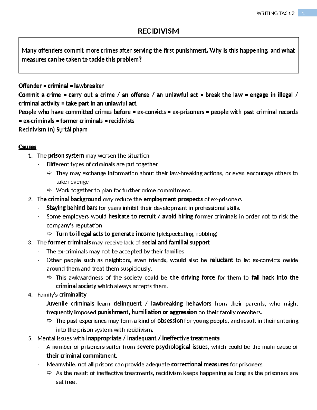 WRITING TASK 2: Understanding Recidivism and Its Causes - Studocu